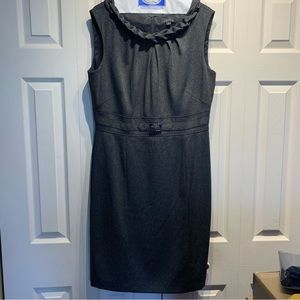 Tahari sz 12 sleeveless dress tweed braided neckline